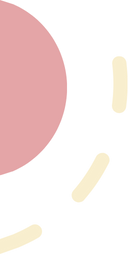 A graphic element featuring a red semicircle and several yellow dashes arranged in a curved pattern on a transparent background.